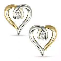 hjerte diamant øredobber i 9 karat gull og hvitt gull med diamant 