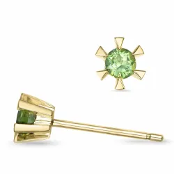 2 x 0,12 ct peridot solitaireørepynt i 9 karat gull med peridot 