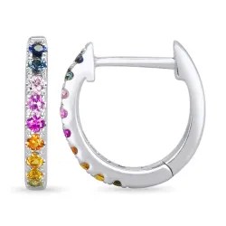 regnbuefarget safir creol i 9 karat hvitt gull med safir 