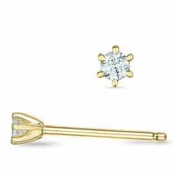 2 x 0,03 ct diamant solitaireørepynt i 9 karat gull med diamant 