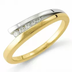 Diamant ring i 9 karat gull og hvitt gull 0,13 ct