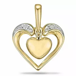 hjerte diamant anheng i 9 karat gull og hvitt gull 0,02 ct