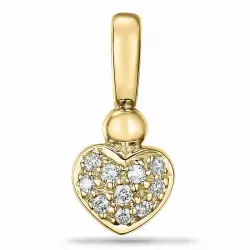 Hjerte diamant anheng i 9 karat gull 0,10 ct