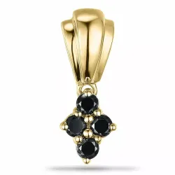 Svart diamant anheng i 9 karat gull 0,16 ct