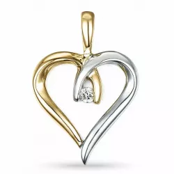 hjerte diamant diamantanheng i 9 karat gull og hvitt gull 0,03 ct