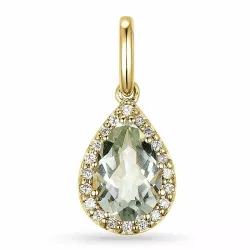 grønn ametyst diamantanheng i 9 karat gull 1,55 ct 0,10 ct