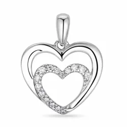 hjerte diamant anheng i 9 karat hvitt gull 0,12 ct
