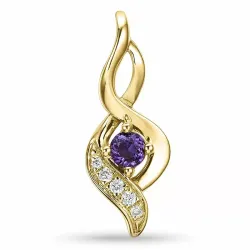 abstrakt ametyst diamantanheng i 9 karat gull 0,04 ct ct 0,13 ct ct