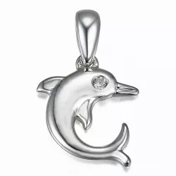 delfin diamantanheng i 9 karat hvitt gull 0,01 ct
