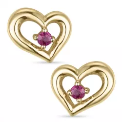 Hjerte rubin ørestikker i 9 karat gull med rubiner 