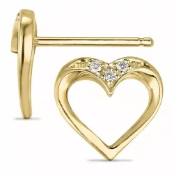 hjerte diamant øredobber i 9 karat gull med diamant 