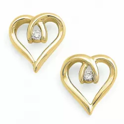 Hjerte briljantøredobb i 9 karat gull med diamanter 