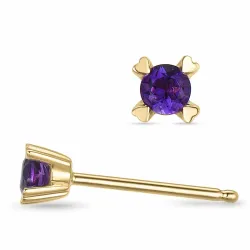 2 x 0,10 ct ametyst solitaireørepynt i 9 karat gull med ametyst