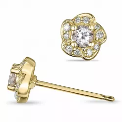 Blomst morganit diamantøredobb i 9 karat gull med diamanter og morganit 