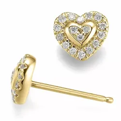 hjerte diamant øredobber i 9 karat gull med diamant 