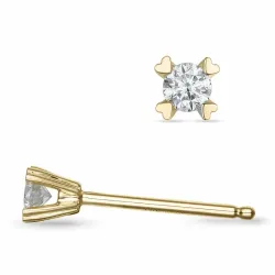 2 x 0,07 ct solitaireørepynt i 9 karat gull med diamant 