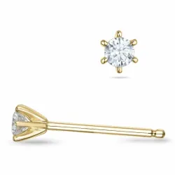 2 x 0,07 ct diamant solitaireørepynt i 9 karat gull med diamant 