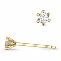 2 x 0,07 ct solitaireørepynt i 9 karat gull med diamant 