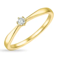 diamant solitairering i 14 karat gull 0,07 ct