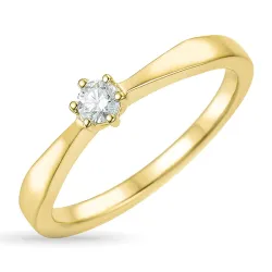 diamant solitairering i 14 karat gull 0,12 ct