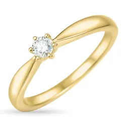 diamant solitairering i 14 karat gull 0,12 ct