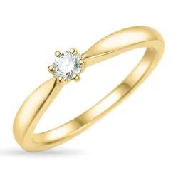 diamant solitairering i 14 karat gull 0,15 ct