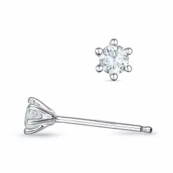 2 x 0,10 ct kampanje - diamant solitaireørepynt i 14 karat hvitt gull med diamant