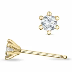 2 x 0,15 ct  kampanje - briljant solitaireørepynt i 14 karat gull med diamant