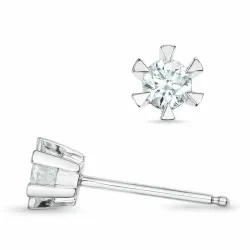 2 x 0,16 ct kampanje - diamant solitaireørepynt i 14 karat hvitt gull med diamant