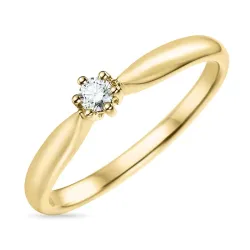 diamant solitairering i 14 karat gull 0,10 ct