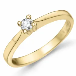 0,10 ct diamant solitairering i 14 karat gull 0,10 ct