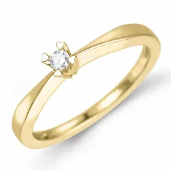 0,05 ct diamant solitairering i 14 karat gull 0,05 ct