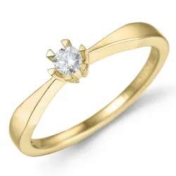 kampanje - diamant solitairering i 14 karat gull 0,14 ct