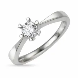 diamant solitairering i 14 karat hvitt gull 0,30 ct