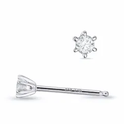 2 x 0,05 ct kampanje - solitaireørepynt i 14 karat hvitt gull med diamant