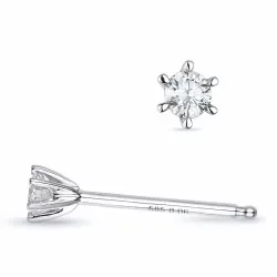 2 x 0,06 ct kampanje - diamant ørestikker i 14 karat hvitt gull med diamant