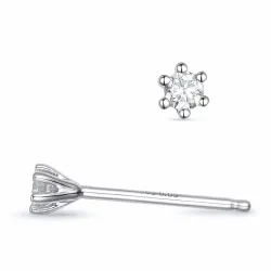 2 x 0,05 ct diamant solitaireørepynt i 14 karat hvitt gull med diamant