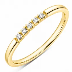 5 x 0,01 ct diamantring i 14 karat gull 0,05 ct
