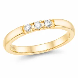 3 x 0,03 ct diamantring i 14 karat gull 0,09 ct