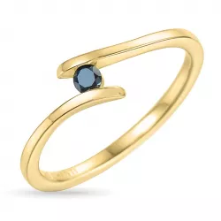 svart diamant ring i 9 karat gull 0,07 ct
