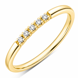 5 x 0,01 ct diamantring i 9 karat gull 0,05 ct