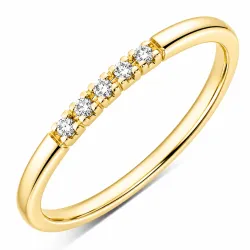 5 x 0,01 ct diamantring i 9 karat gull 0,05 ct