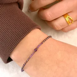 stein armbånd med ametyst og hematite - Loom Stones
