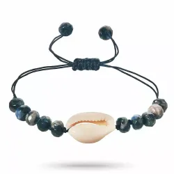 opal  shell musling armbånd i silke snor 17 cm plus 4 cm x 10mm