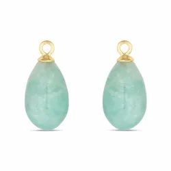 amasonitt anheng til øredobber i forgylt sølv