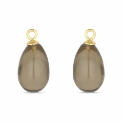 kolleksjonsprøve røykfarget kvarts anheng til øredobber i forgylt sølv