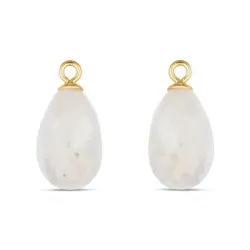 hvite månestein anheng til øredobber i forgylt sølv