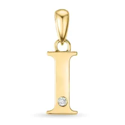 bokstav i diamant anheng i 9 karat gull 0,01 ct