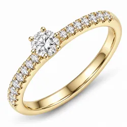 lab grown diamant ring i 9 karat gull 0,30 ct 0,15 ct