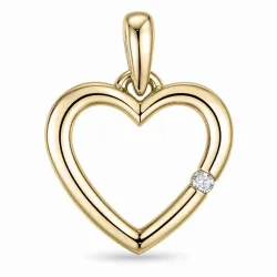 hjerte lab grown diamant anheng i 9 karat gull 0,01 ct